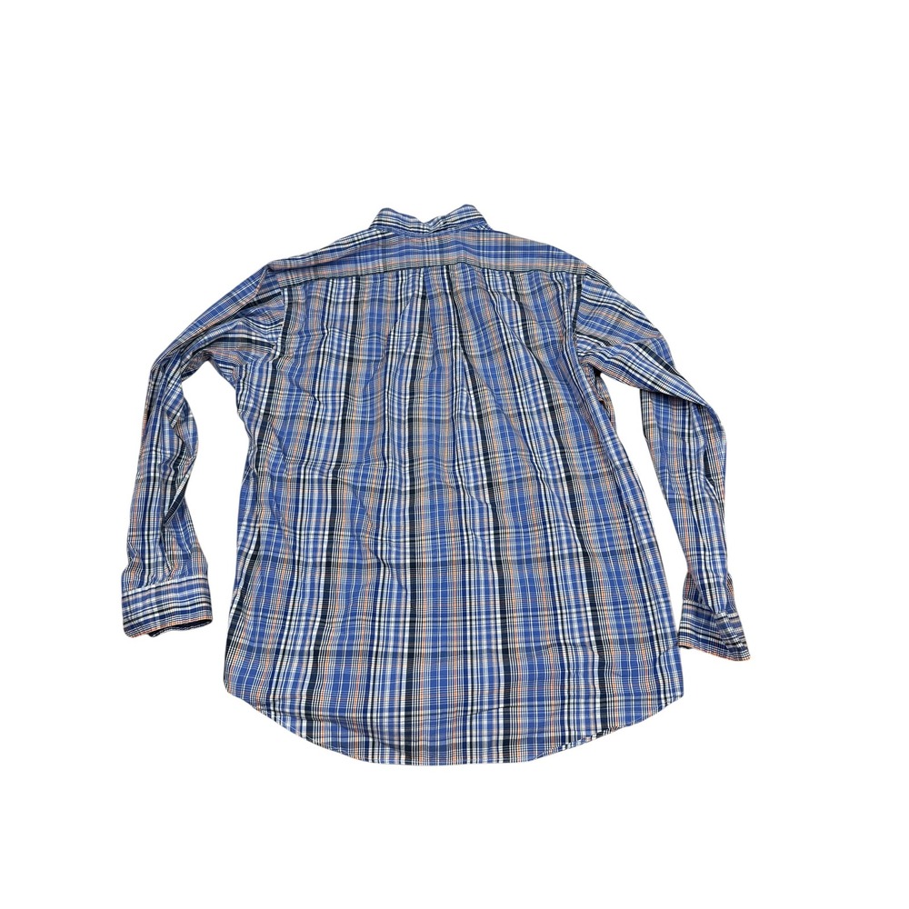 Ralph Lauren Mens Custom Fit Blue Orange Plaid Button Down Shirt Large L Pony - Picture 6 of 6